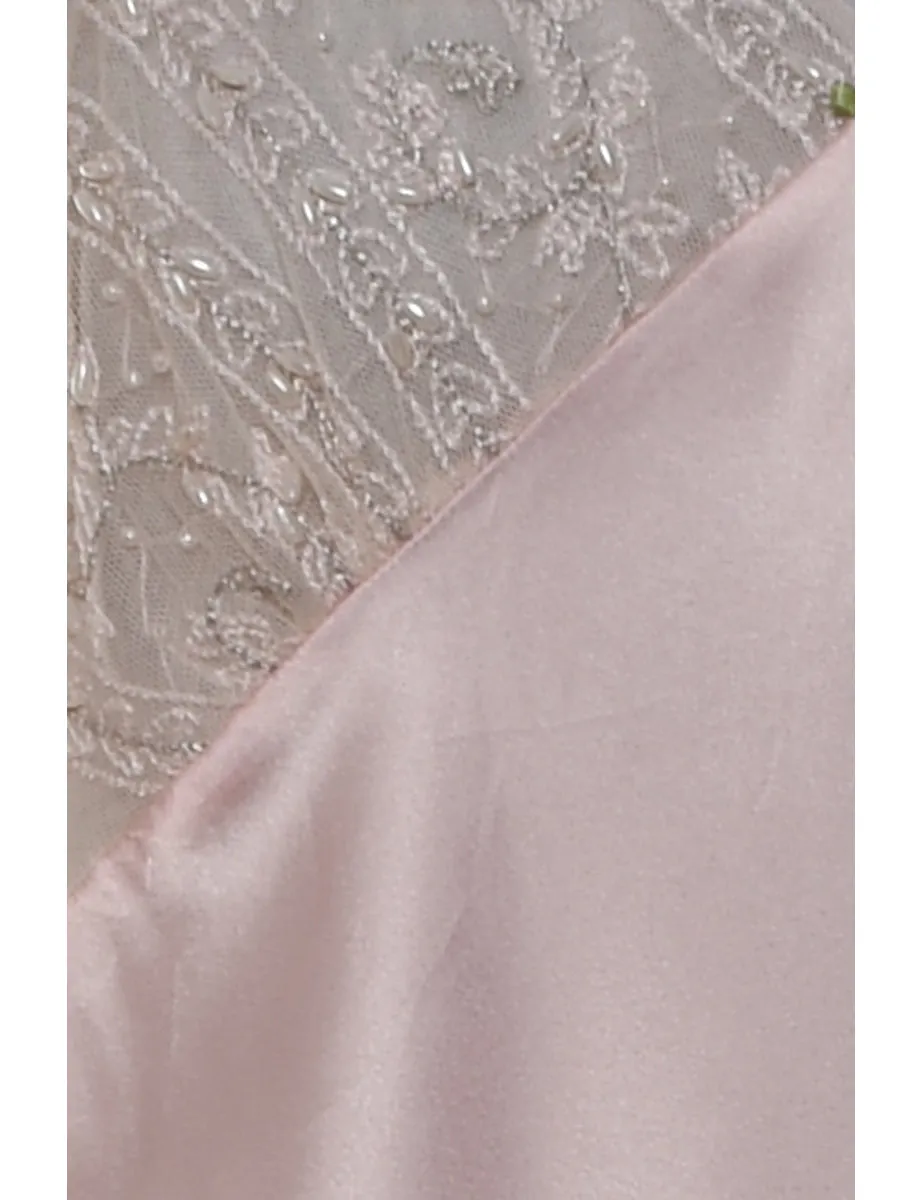 Pale Pink Lace Embroidered & Beaded Nightdress - M