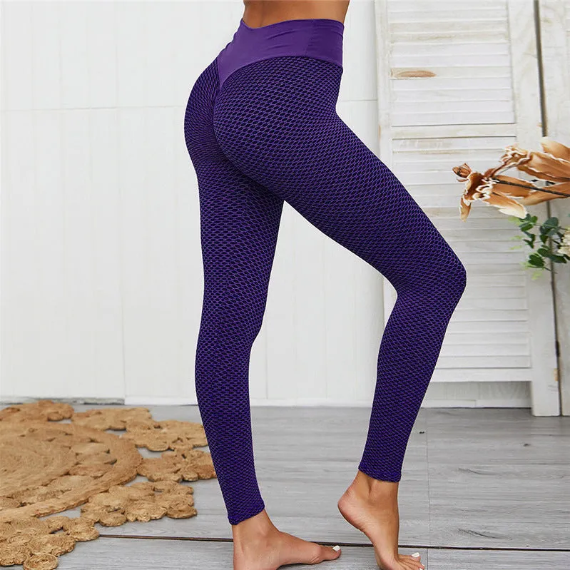 Plaid Leggings Fitness Yoga Pants Women's Seamless High Waist Leggings Breathable Gym