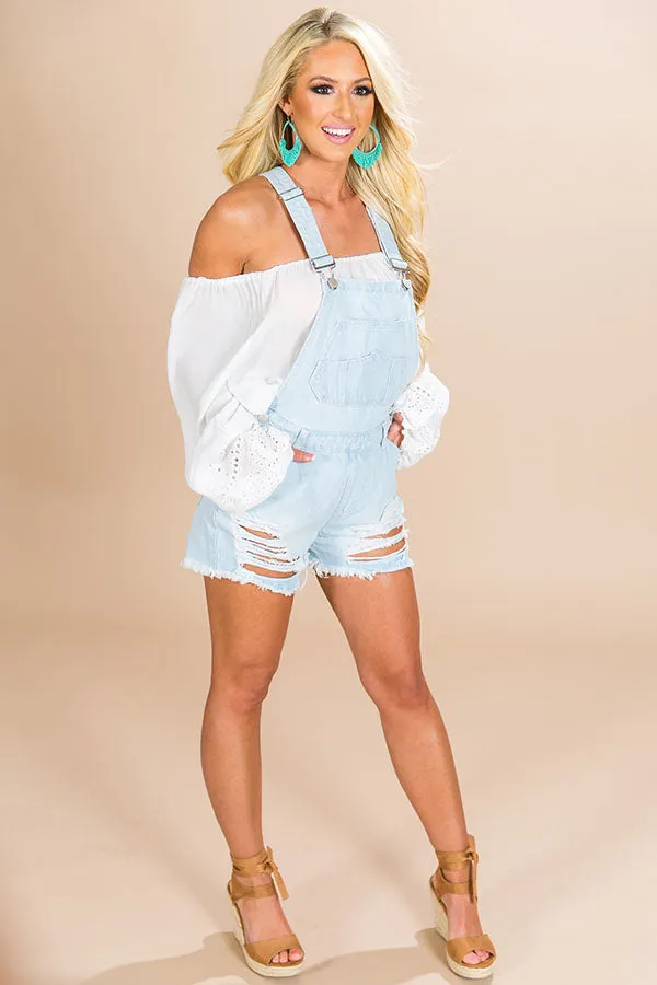 Playdate Destroyed Overall in Light Wash