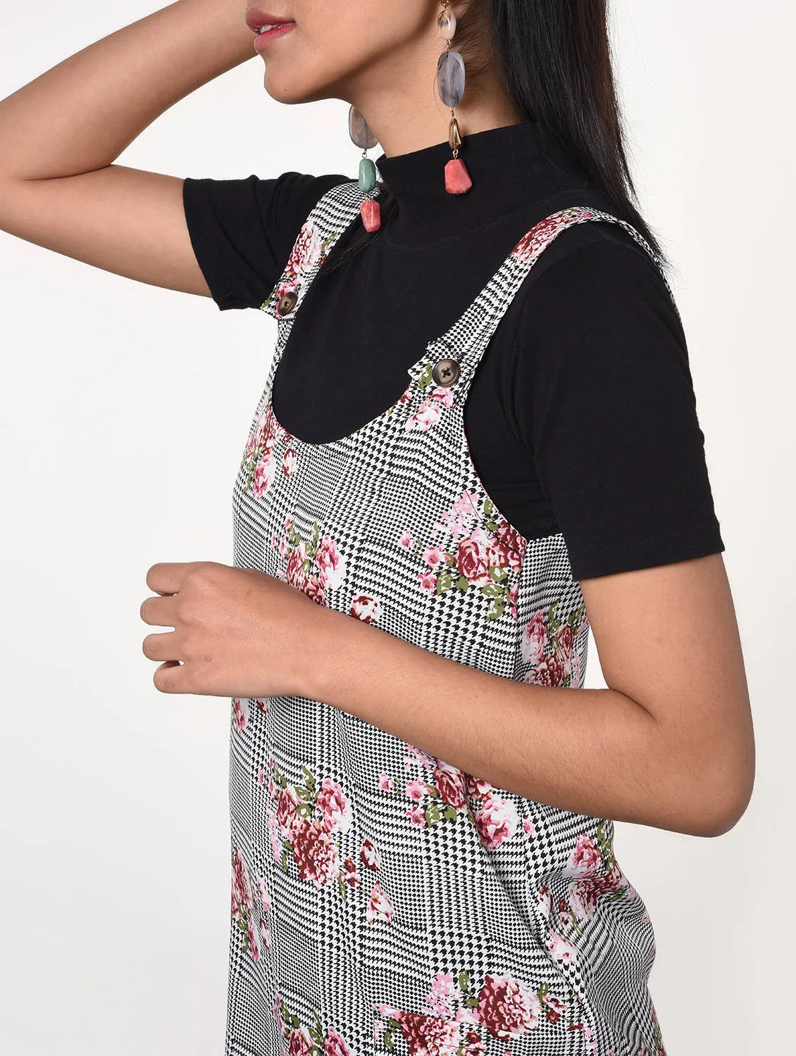 Pocket detail checkered A-line dress