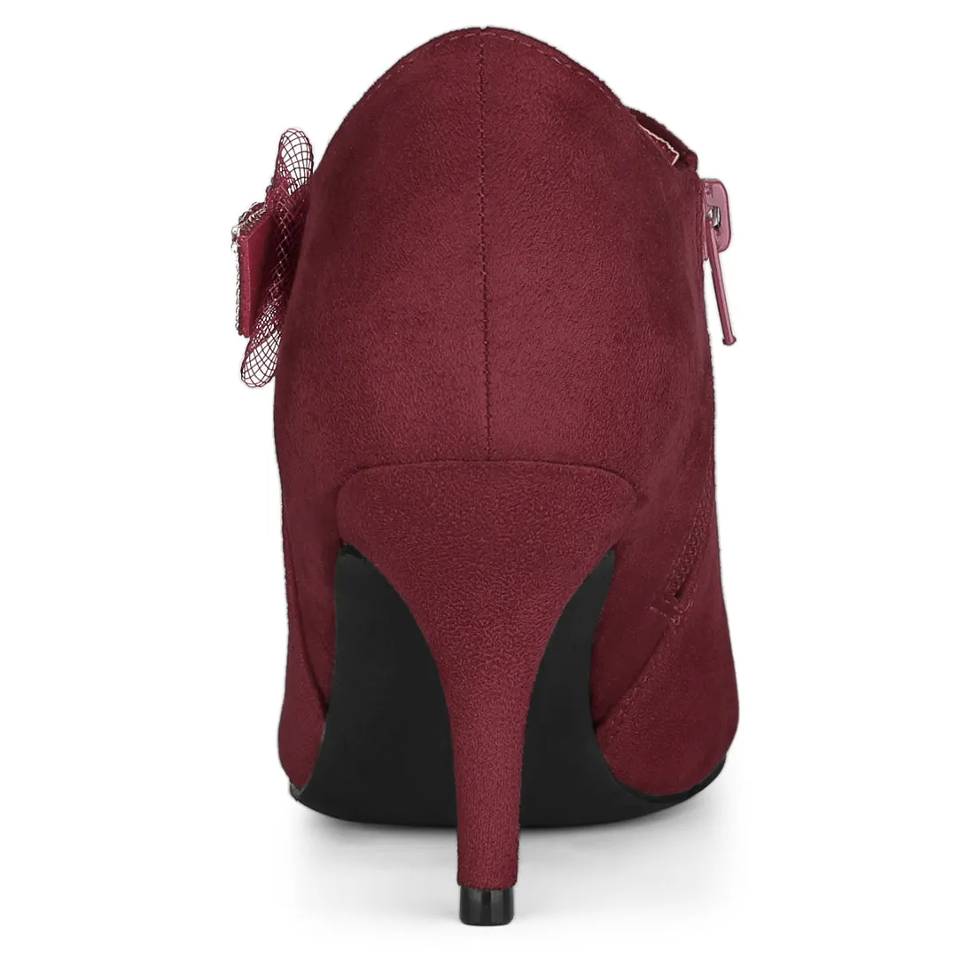 Pointed Toe Bow Decor Stiletto Heel Ankle Boots