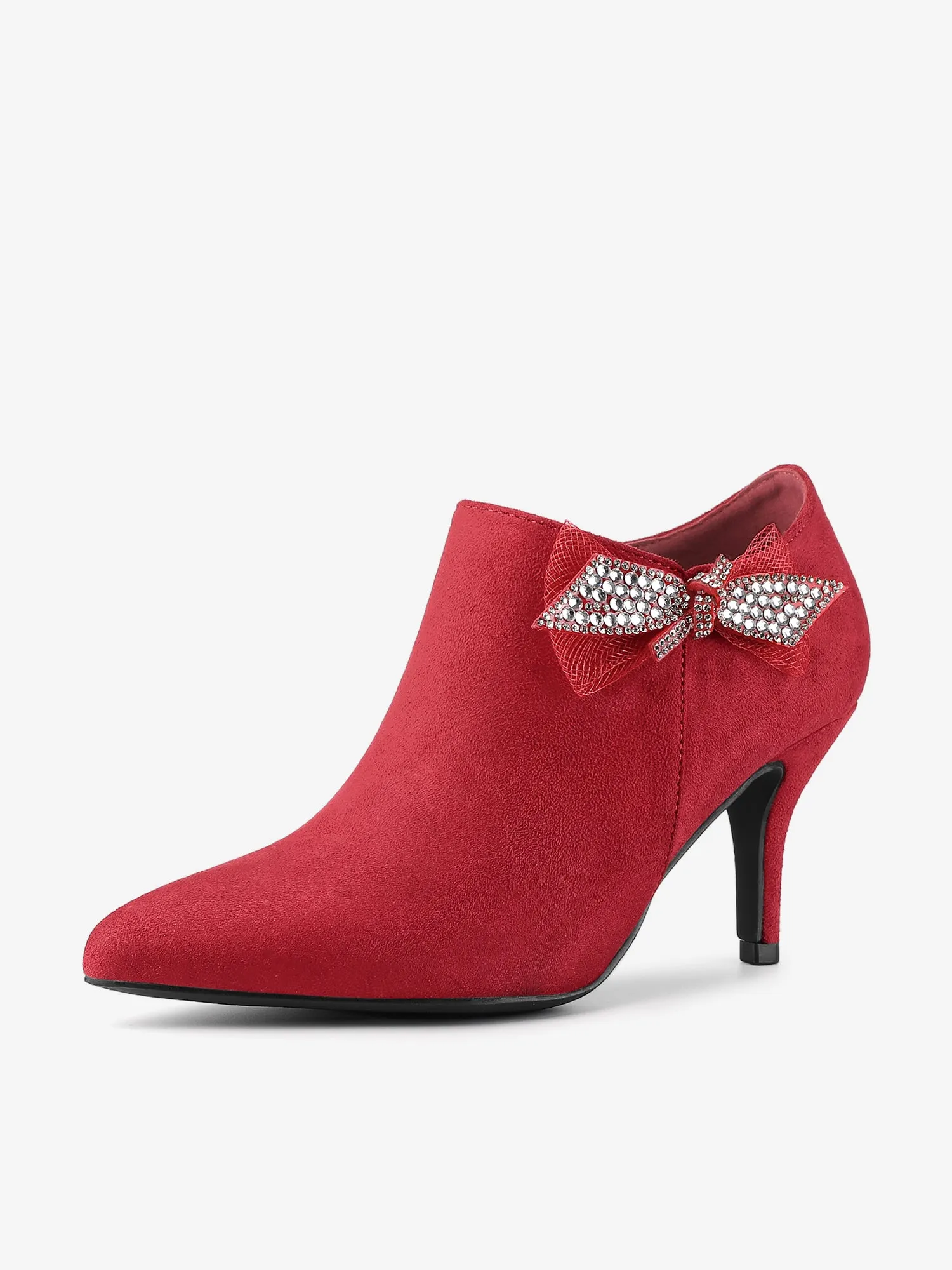 Pointed Toe Bow Decor Stiletto Heel Ankle Boots