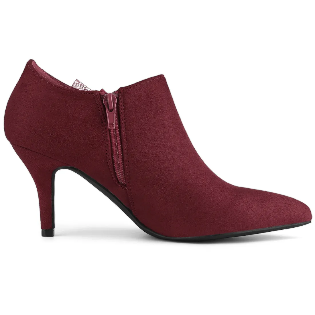 Pointed Toe Bow Decor Stiletto Heel Ankle Boots