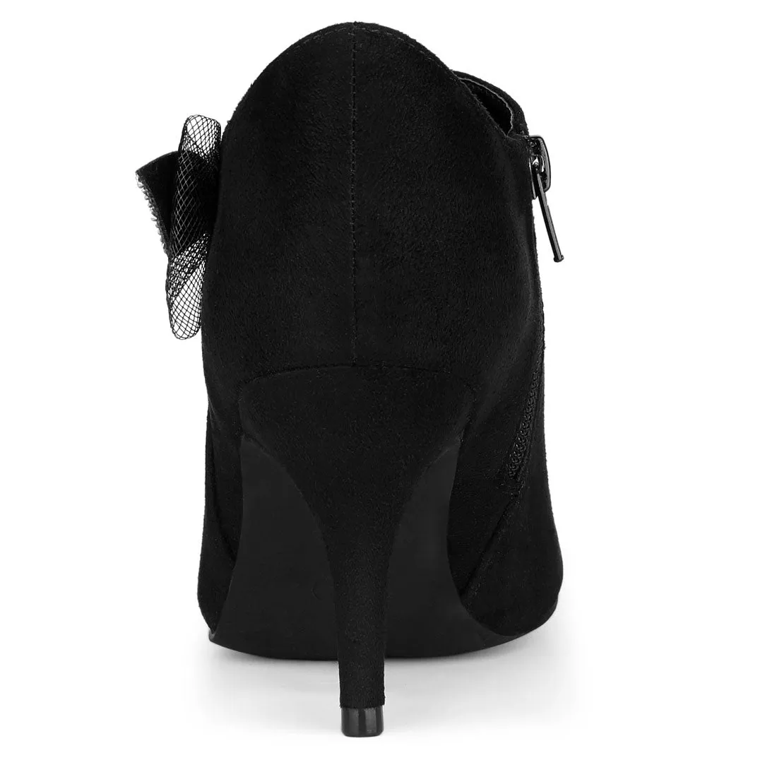 Pointed Toe Bow Decor Stiletto Heel Ankle Boots