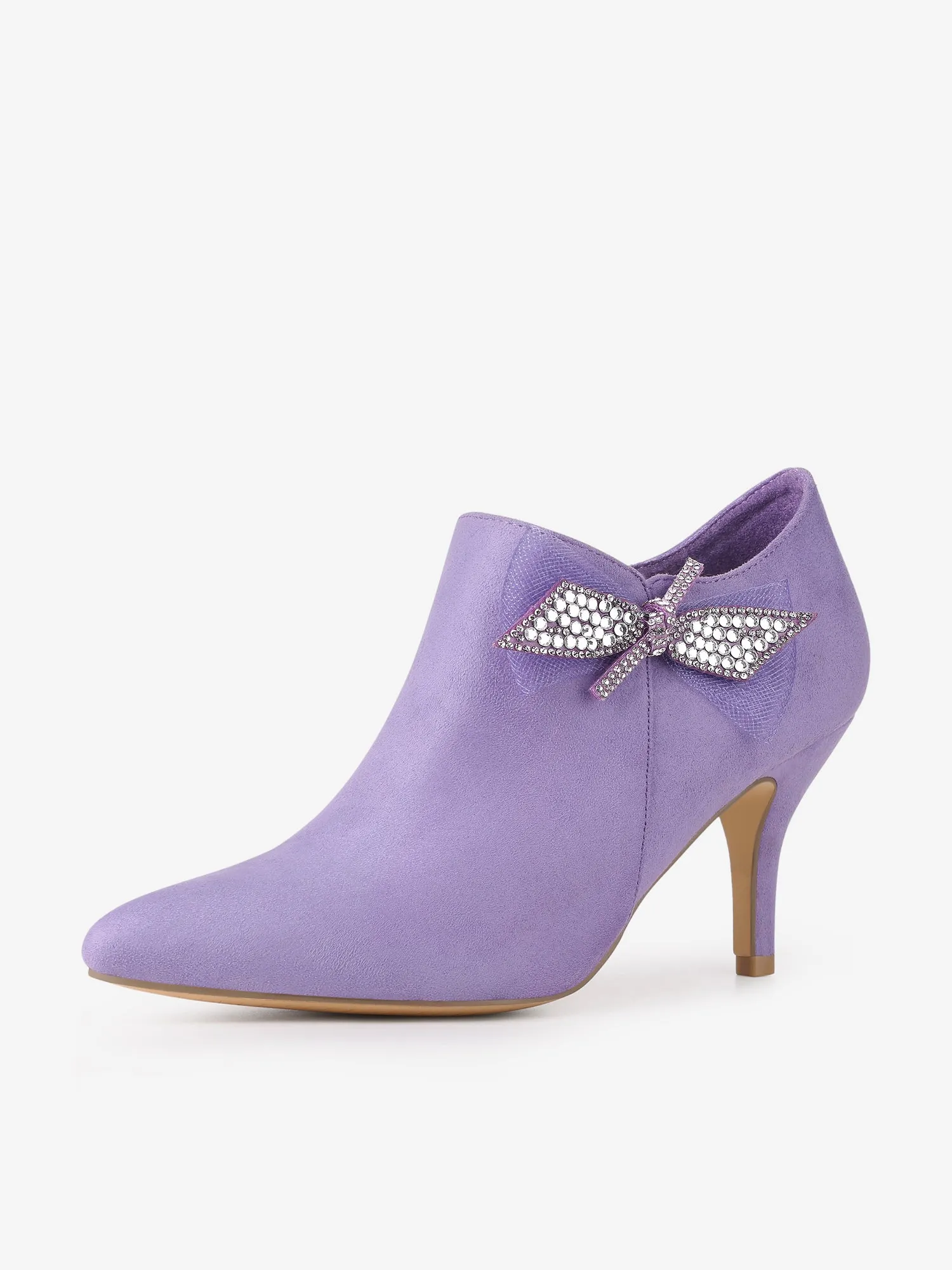 Pointed Toe Bow Decor Stiletto Heel Ankle Boots