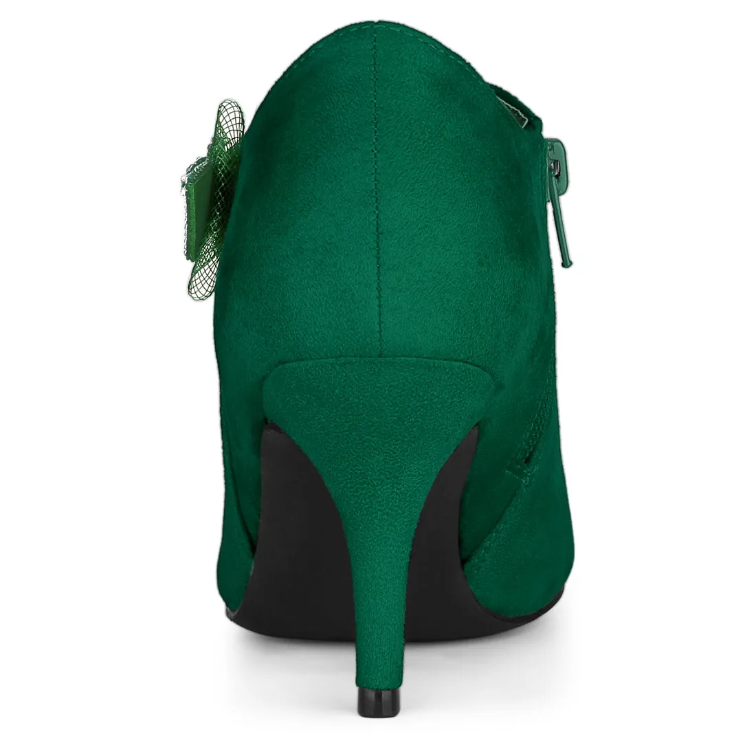 Pointed Toe Bow Decor Stiletto Heel Ankle Boots