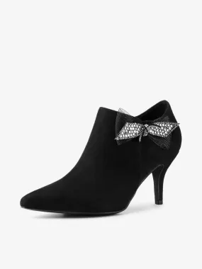 Pointed Toe Bow Decor Stiletto Heel Ankle Boots