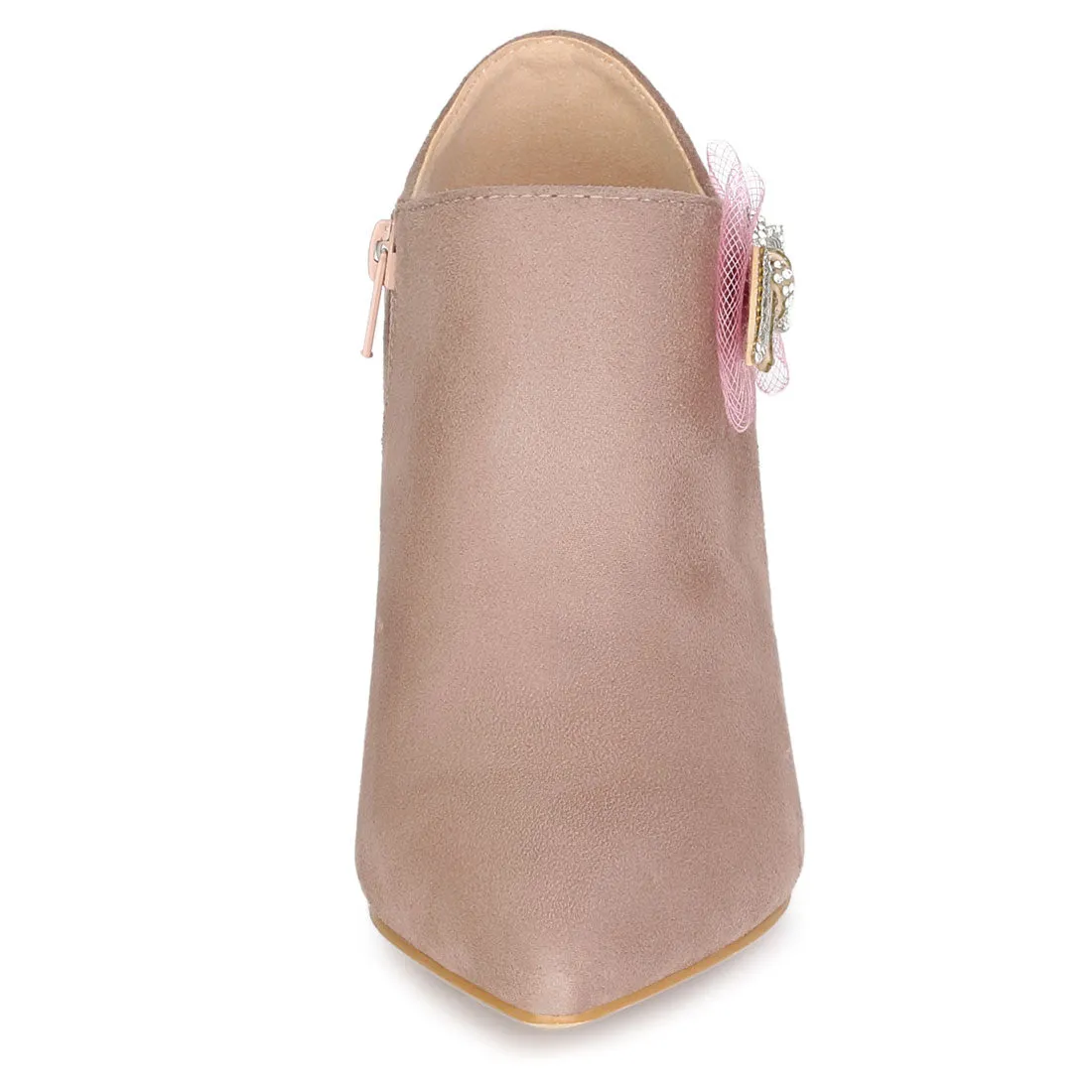 Pointed Toe Bow Decor Stiletto Heel Ankle Boots
