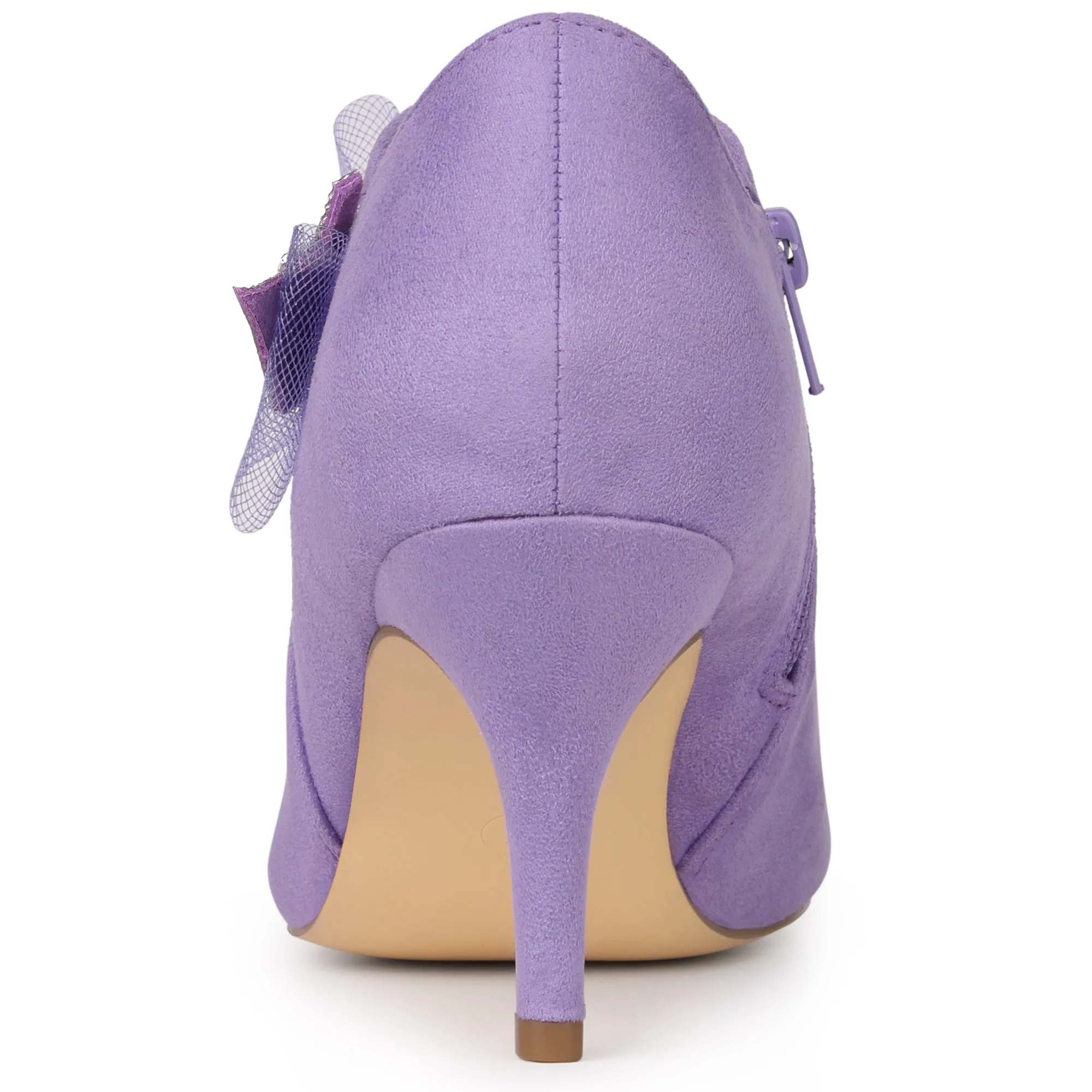 Pointed Toe Bow Decor Stiletto Heel Ankle Boots