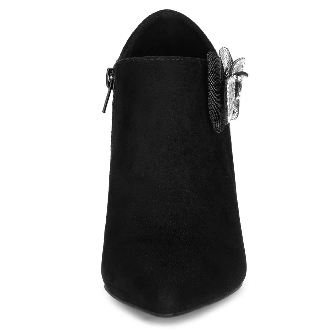 Pointed Toe Bow Decor Stiletto Heel Ankle Boots