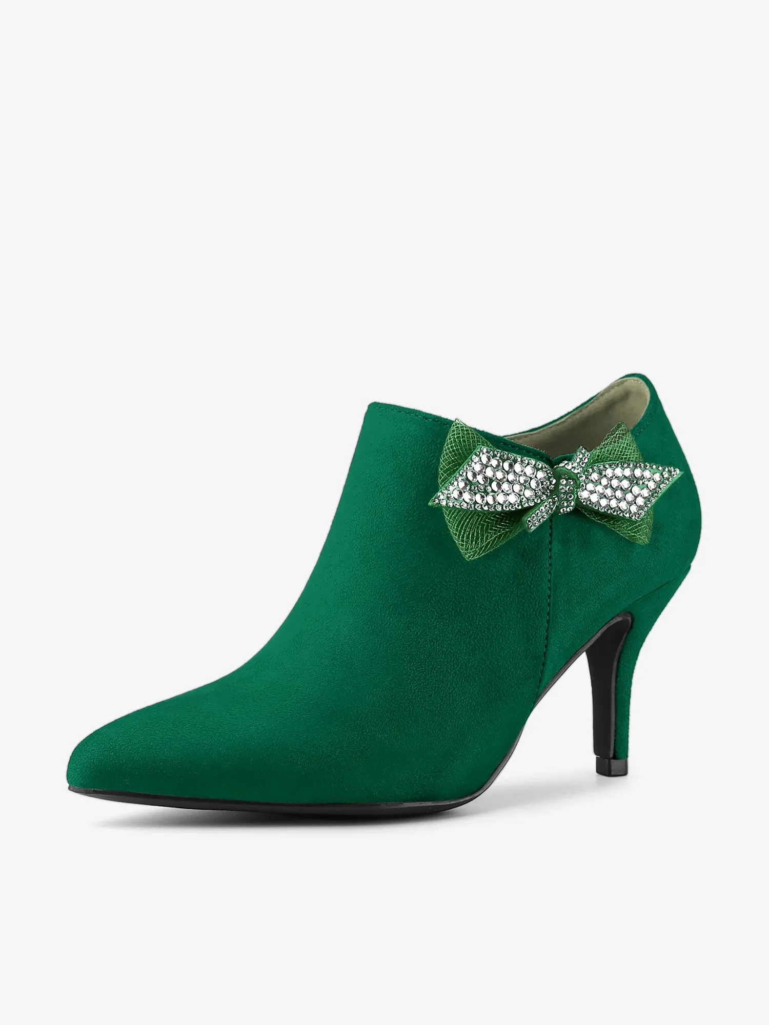 Pointed Toe Bow Decor Stiletto Heel Ankle Boots