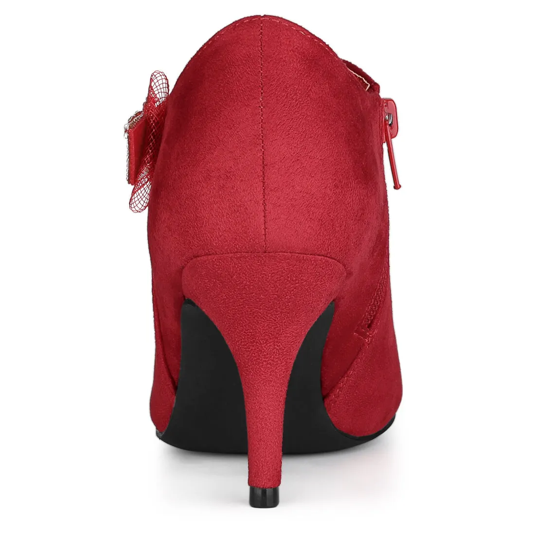 Pointed Toe Bow Decor Stiletto Heel Ankle Boots