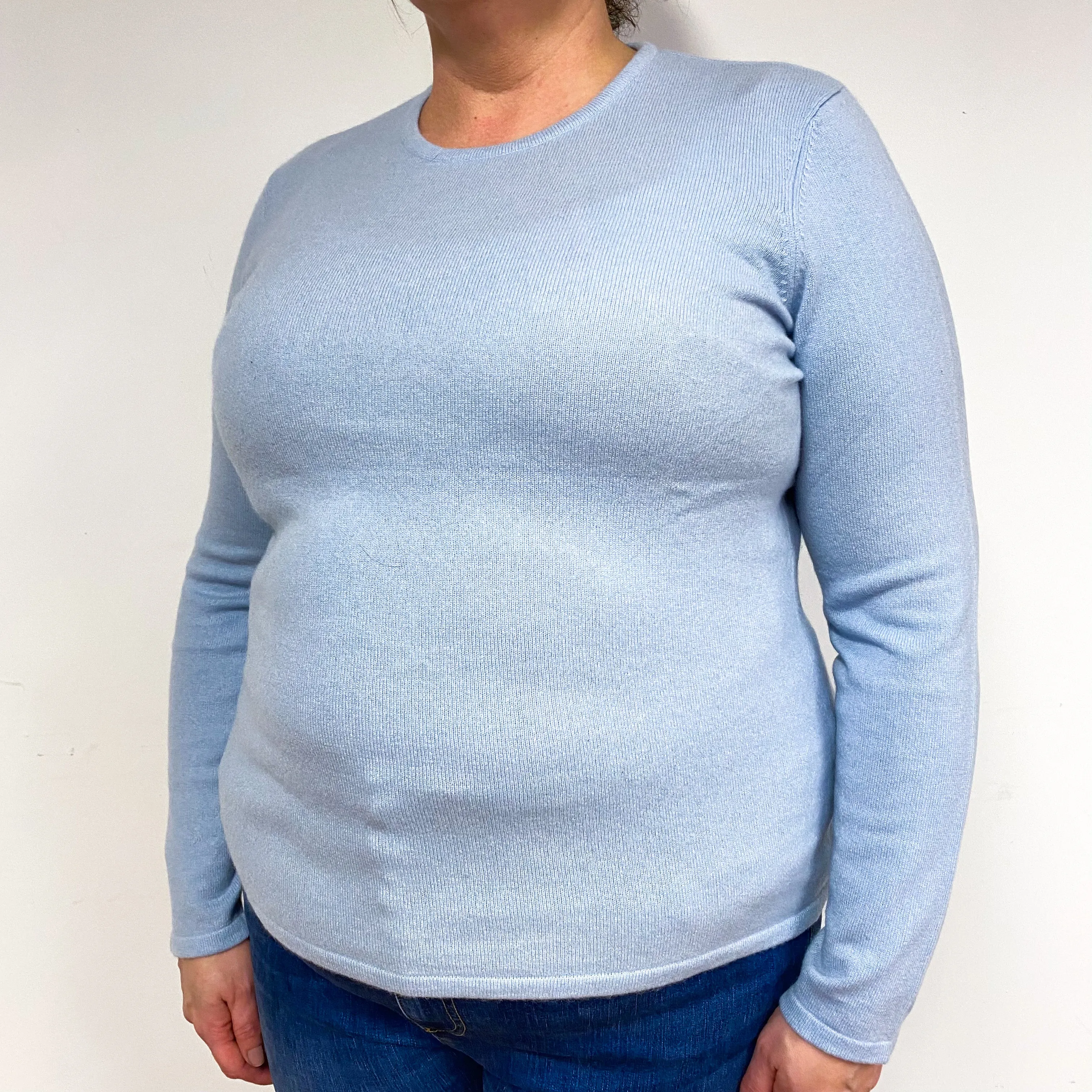 Powder Blue Cashmere Crew Neck Jumper Extra Large