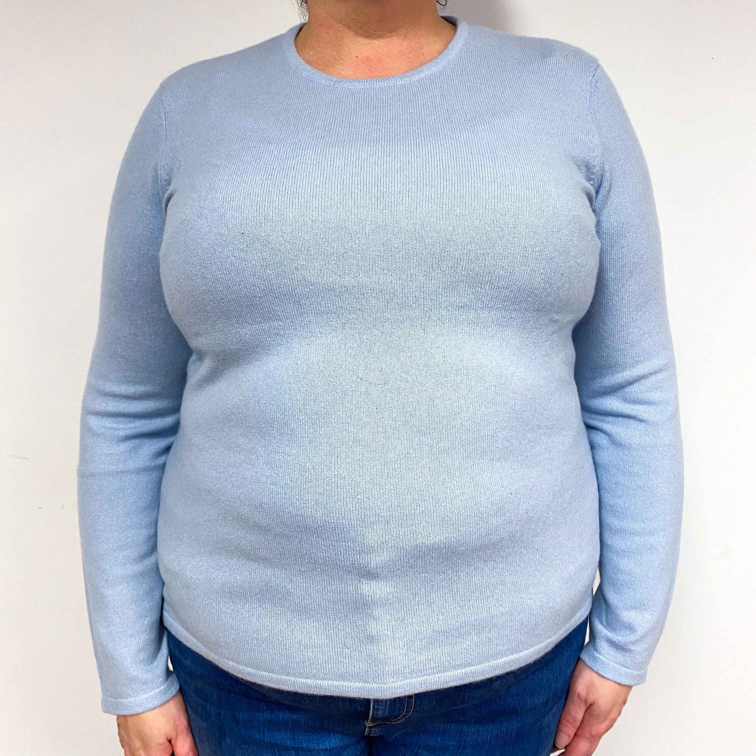 Powder Blue Cashmere Crew Neck Jumper Extra Large