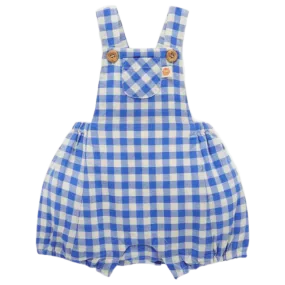 Purebaby Linen Blend Overall - Nile Gingham