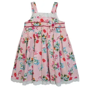 "Pink Floral" Dress with Lace Trim