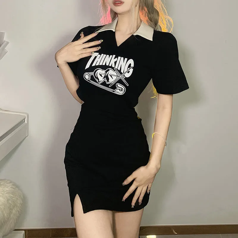 "Thinking" Collar Dress
