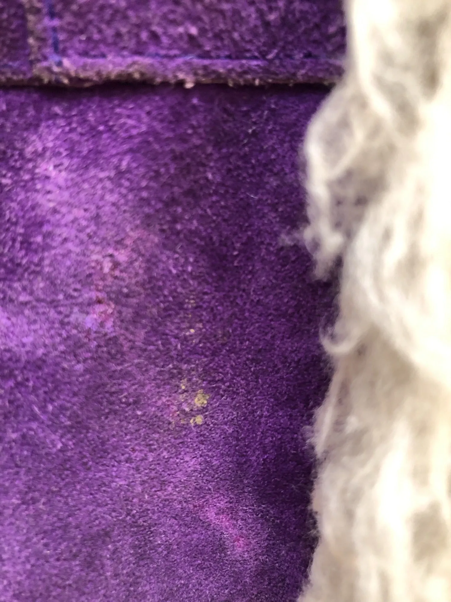 Rare 1970s Suede Shearling Hooded Jacket in Purple - Size 10