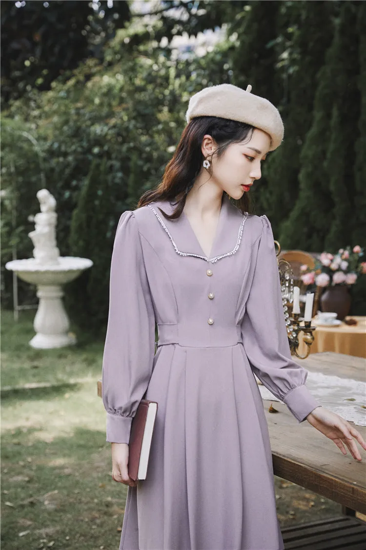 Retro 50s V Neck A-Line Dress