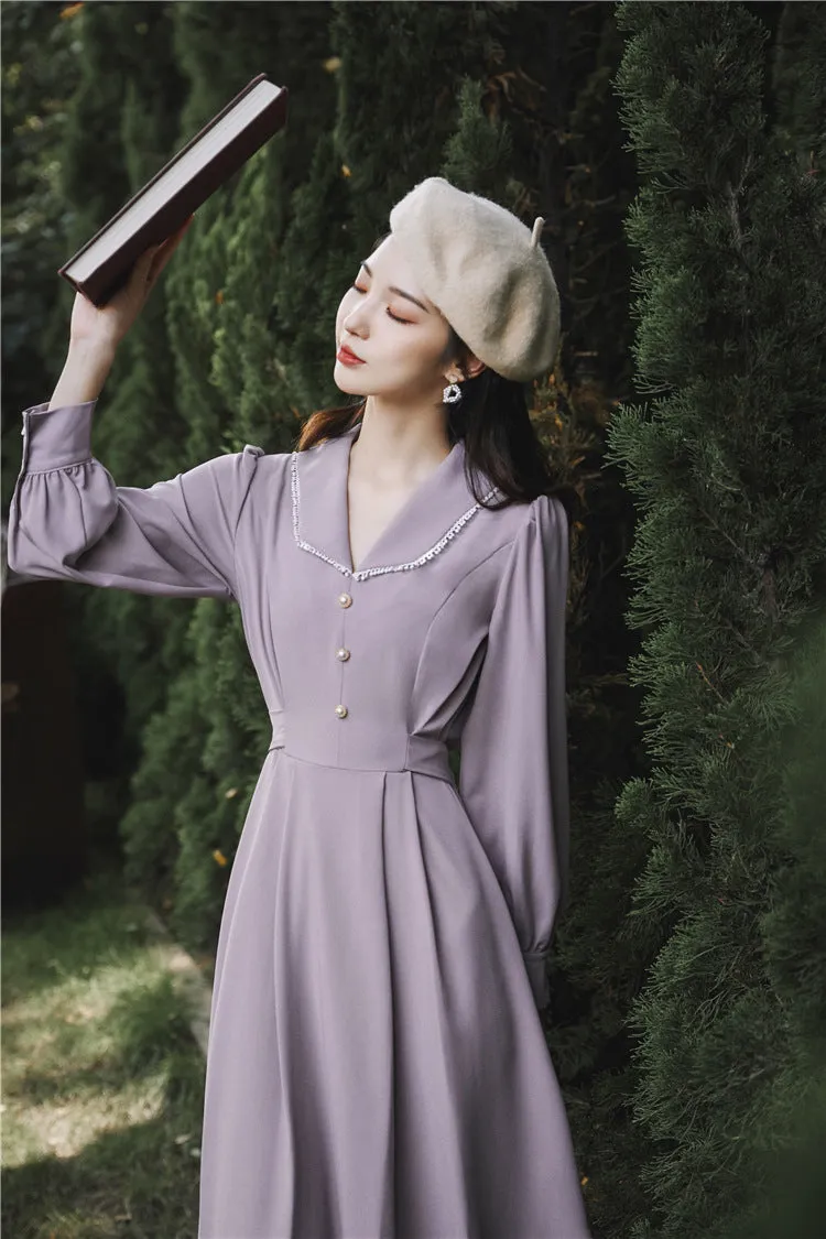 Retro 50s V Neck A-Line Dress