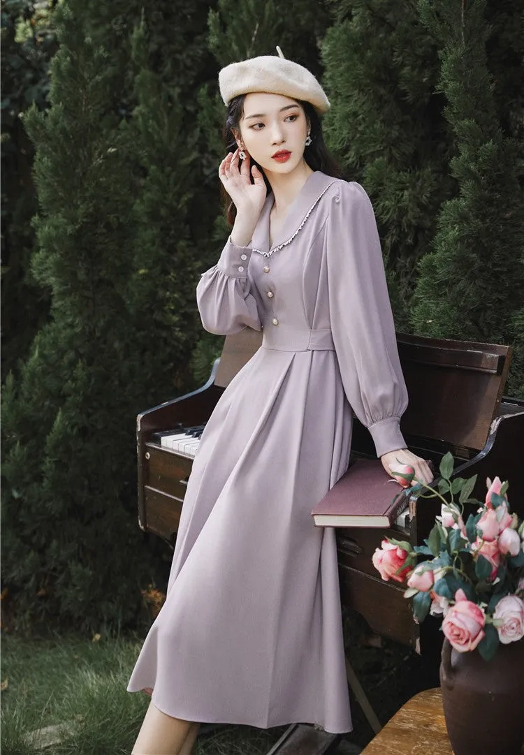 Retro 50s V Neck A-Line Dress