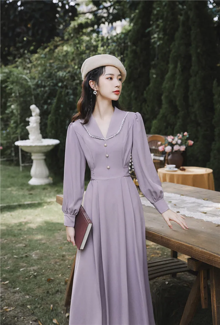 Retro 50s V Neck A-Line Dress