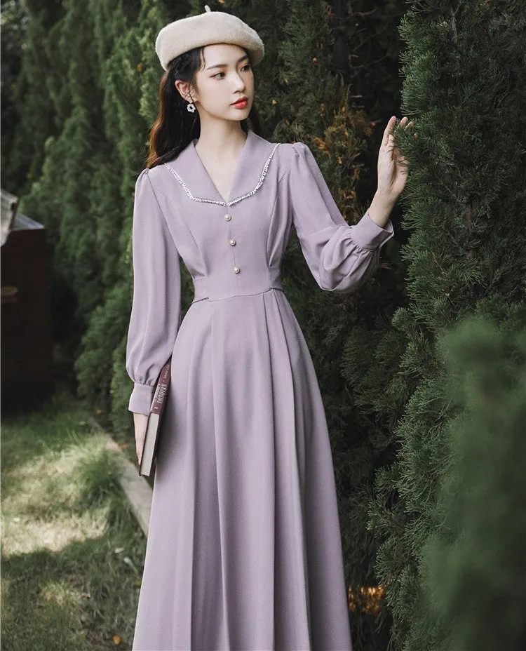 Retro 50s V Neck A-Line Dress
