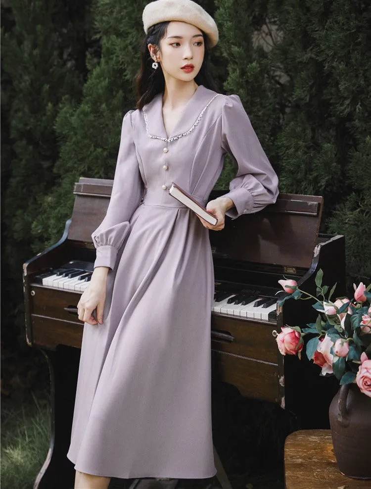 Retro 50s V Neck A-Line Dress