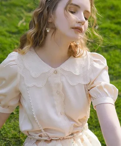 Retro Parisian Peter Pan Collar Blouse Top
