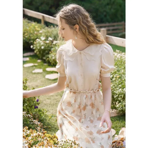 Retro Parisian Peter Pan Collar Blouse Top