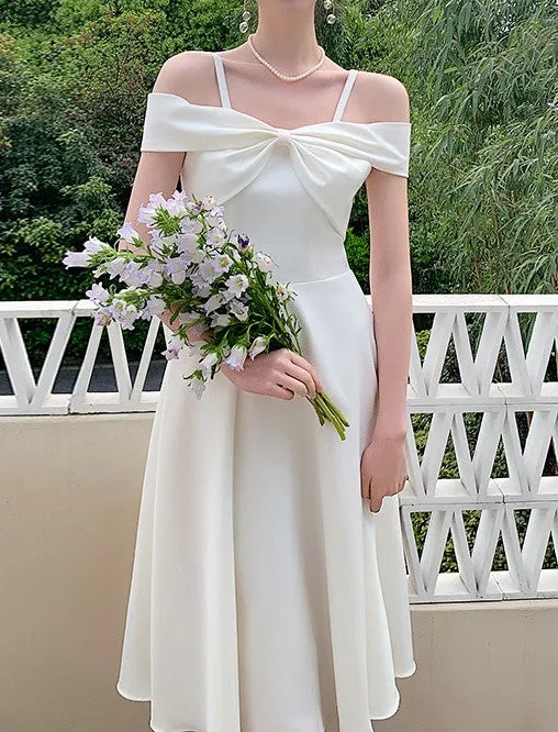 Retro Style Bow Tie Bridal Dress