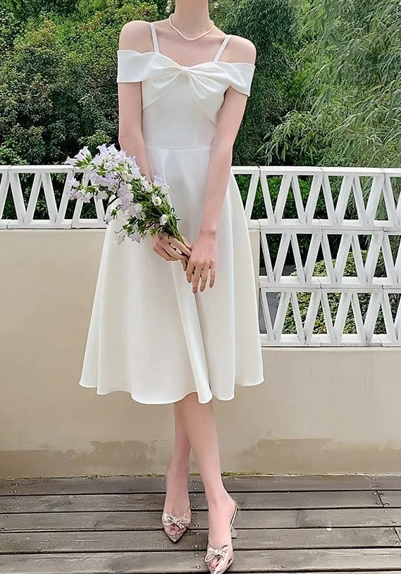 Retro Style Bow Tie Bridal Dress