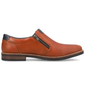 Rieker Men's Zip Dress Shoes- Brown