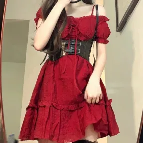 Ruby the Archer     Goth  Complete Dress and Corset Set Dark Academia Kawaii Academia Y2K Cottagecore Coquette Fairycore Dollette Princesscore