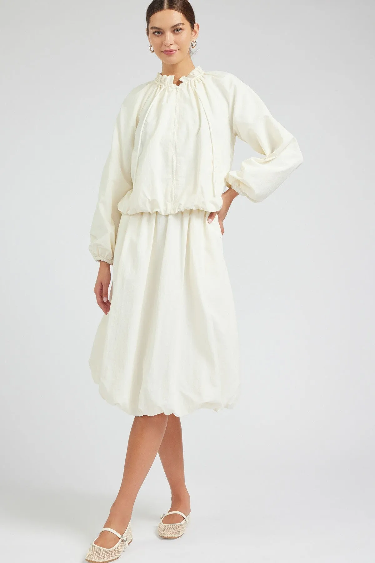 Ruffle Jacket & Bubble Skirt - Cream