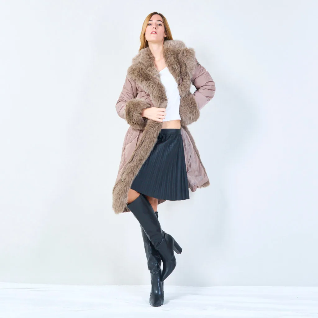 Sanny | Quilted Coat With Fur-trimmed Hood and Cuffs