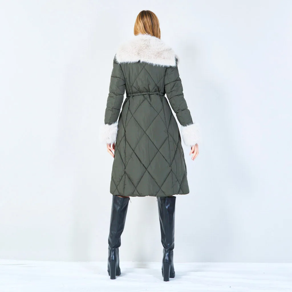 Sanny | Quilted Coat With Fur-trimmed Hood and Cuffs
