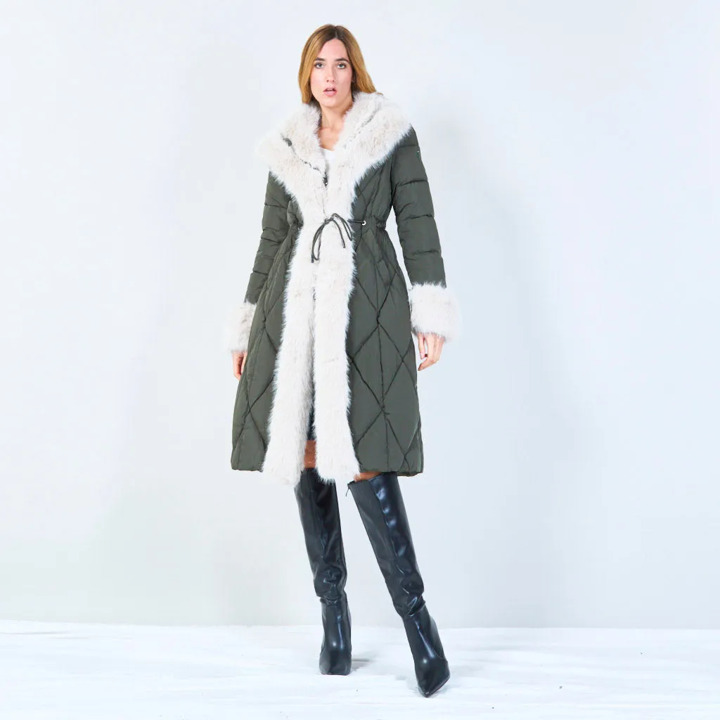 Sanny | Quilted Coat With Fur-trimmed Hood and Cuffs