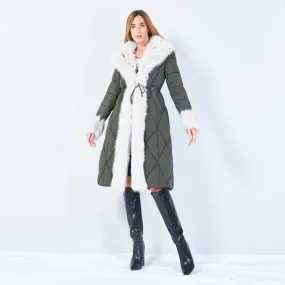 Sanny | Quilted Coat With Fur-trimmed Hood and Cuffs