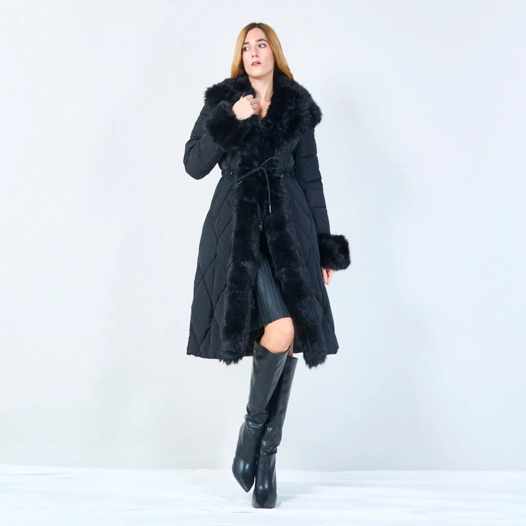 Sanny | Quilted Coat With Fur-trimmed Hood and Cuffs
