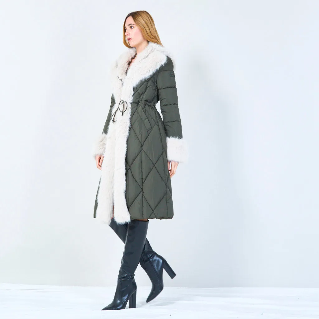 Sanny | Quilted Coat With Fur-trimmed Hood and Cuffs