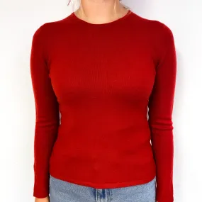Scarlet Red Cashmere Crew Neck Jumper Small/Petite