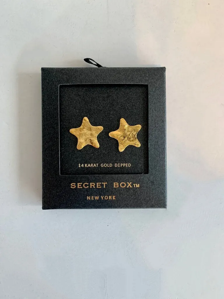 Secret Box Gold Star Earrings