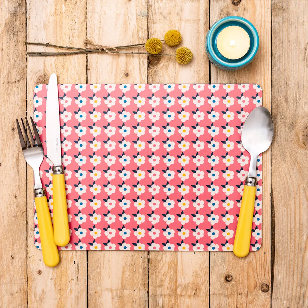 Set Of Four Colourful Retro Floral Placemats - With Options - Enamelhappy