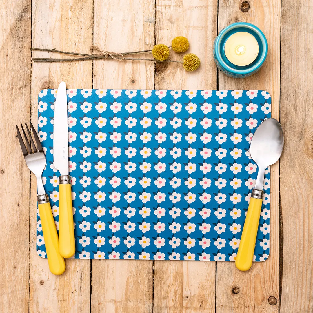 Set Of Four Colourful Retro Floral Placemats - With Options - Enamelhappy