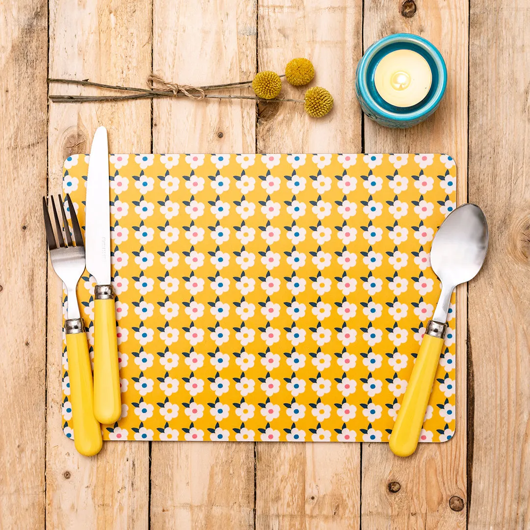 Set Of Four Colourful Retro Floral Placemats - With Options - Enamelhappy
