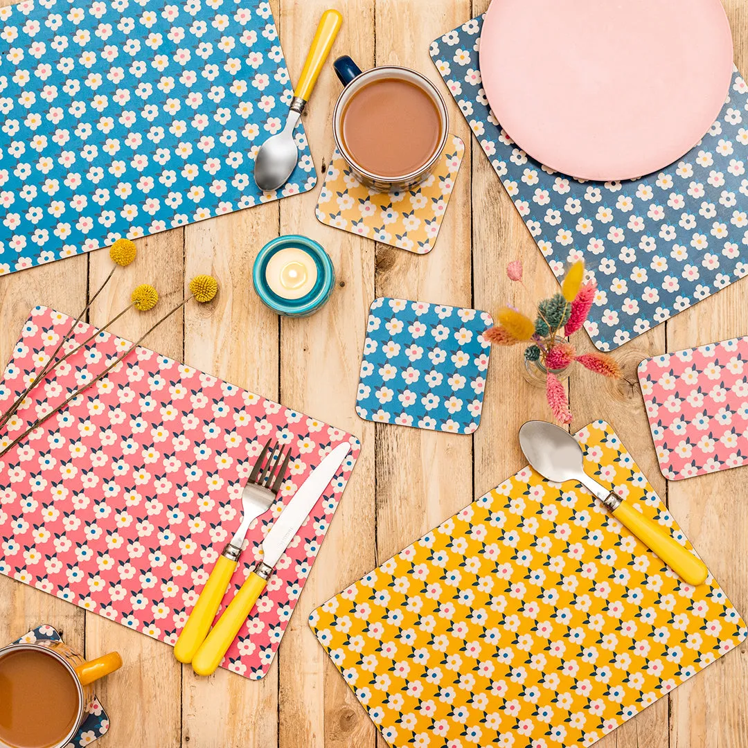 Set Of Four Colourful Retro Floral Placemats - With Options - Enamelhappy