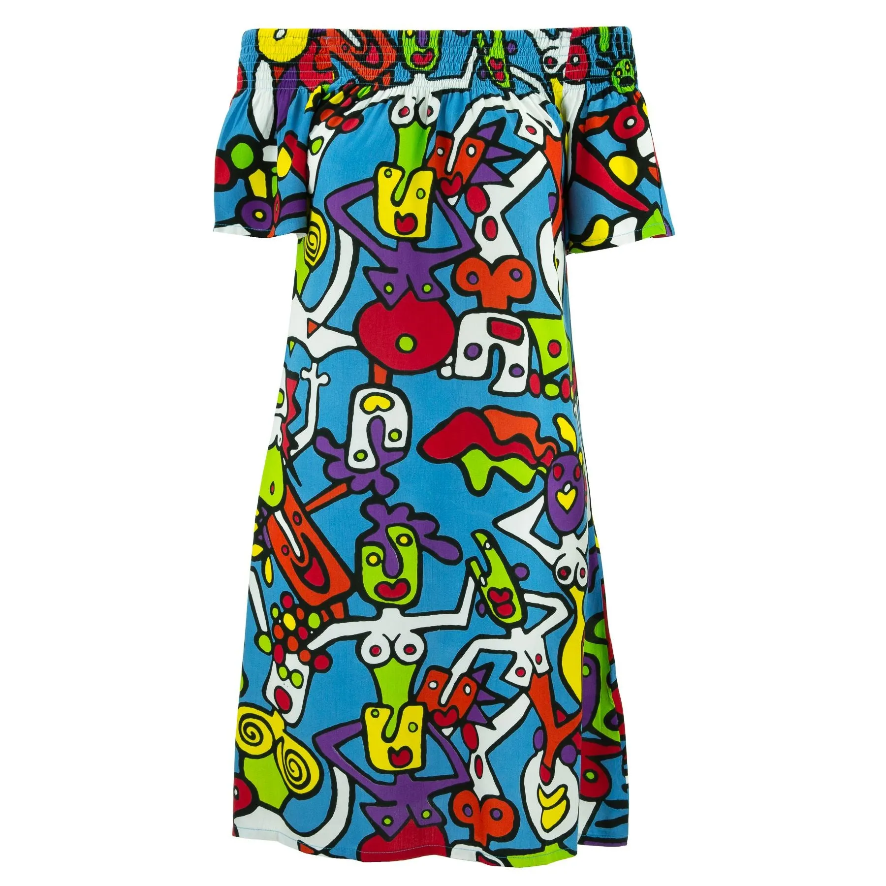 Shirred Comfy Dress - Blue Tiffy