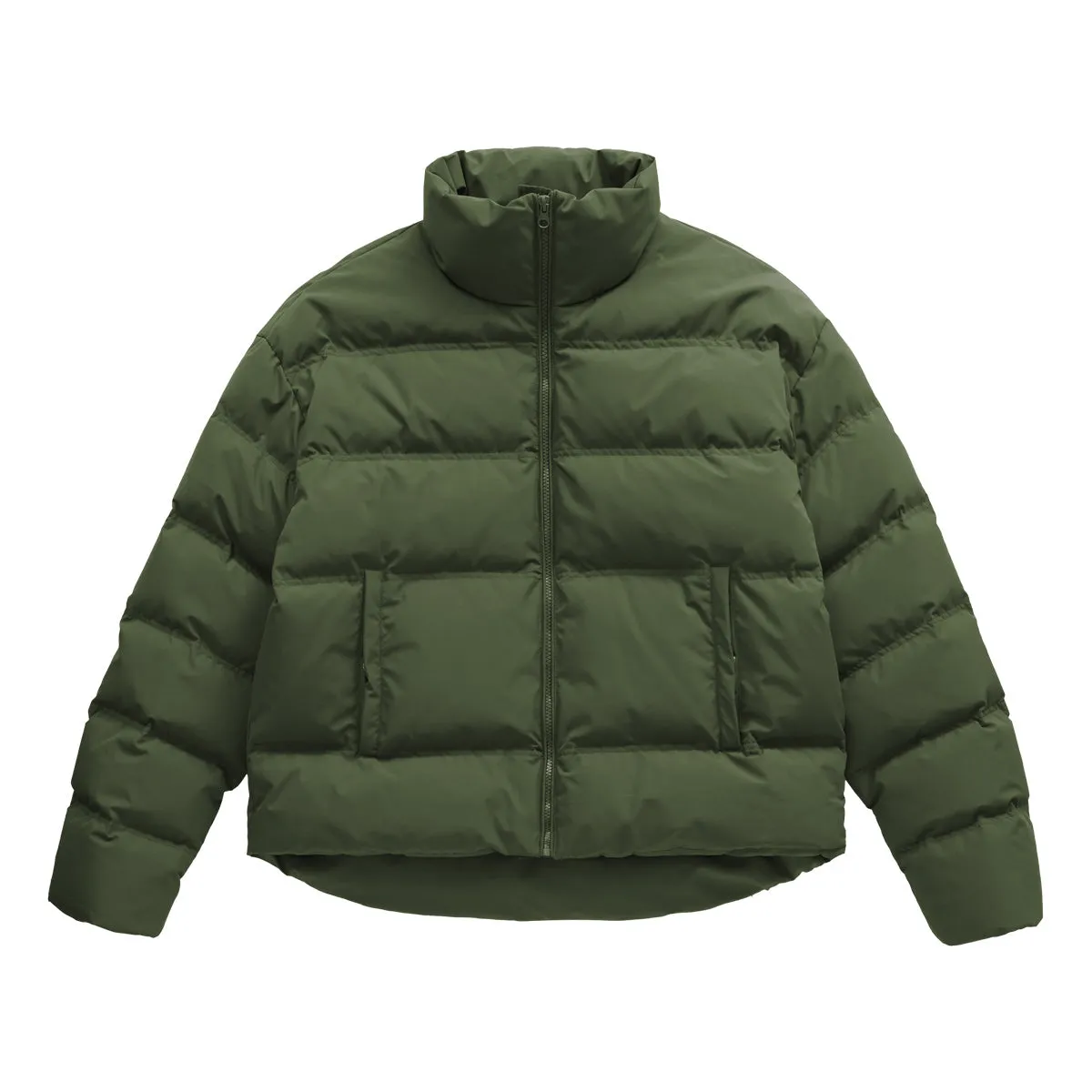 Short Puffer Jacket in Army Green
