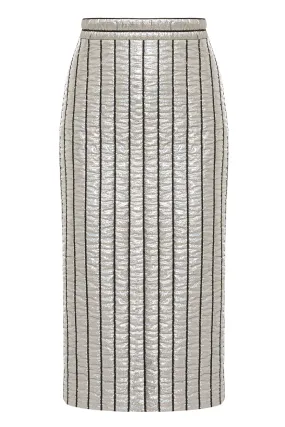 Silver Puffer Midi Skirt